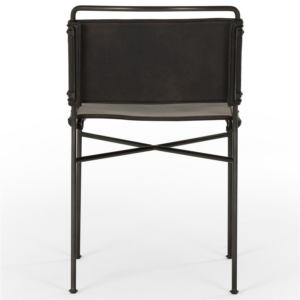 Oxton Industrial Loft Black Seat Iron Frame Dining Side Chair|