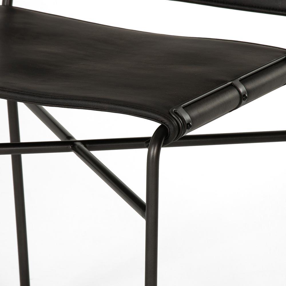 Oxton Industrial Loft Black Seat Iron Frame Dining Side Chair|