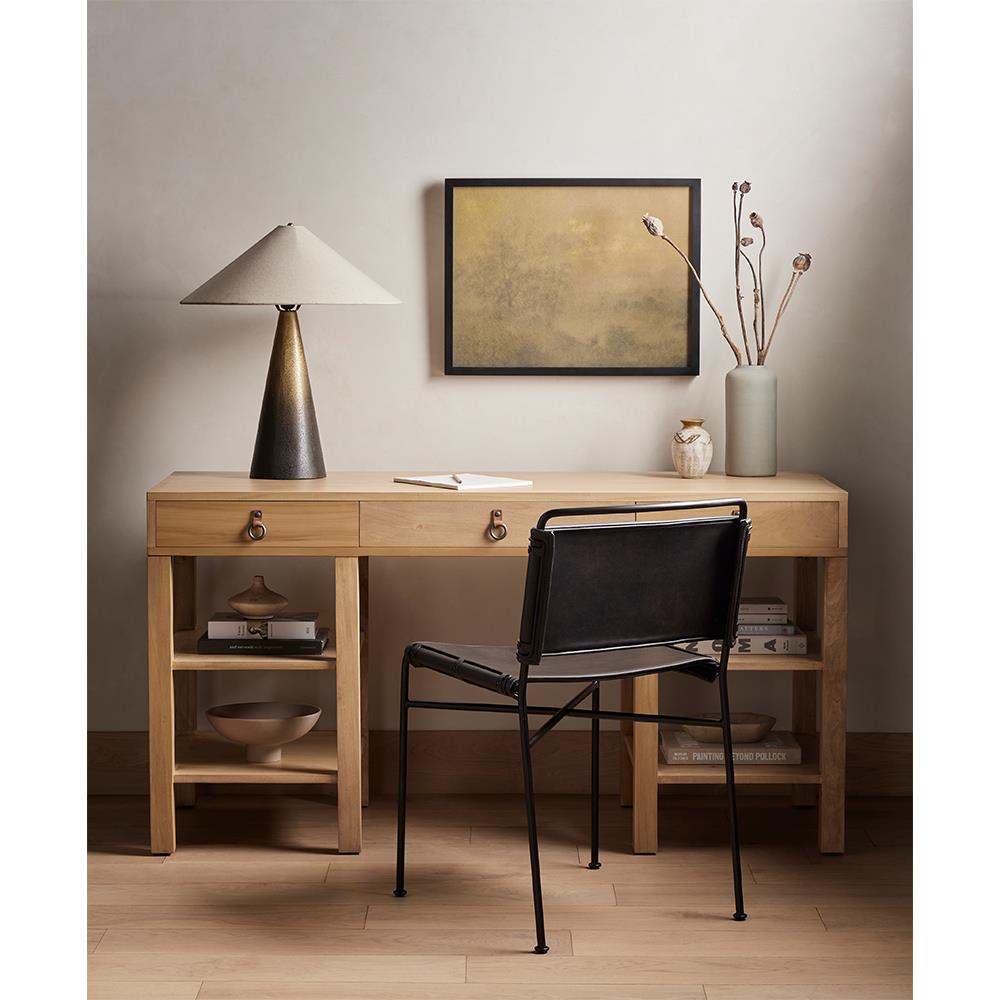 Oxton Industrial Loft Black Seat Iron Frame Dining Side Chair|