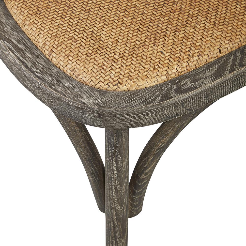 Maze Grey Oak Wood Brown Woven Rattan Cross Back Dining Side Chair|