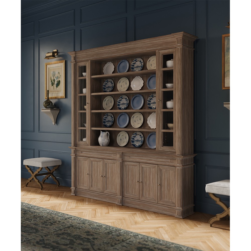 Amari French Country Beige Performance Brown Solid Oak Wood Rectangular Foot Stool|