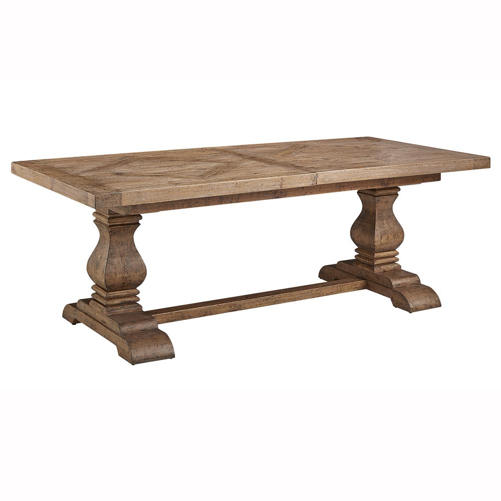 Charissa French Brown Pine Wood Rectangular Extendable Dining