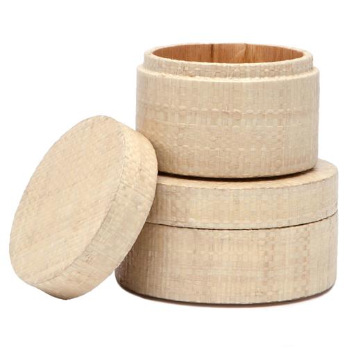 Pigeon and Poodle Koba Coastal Beach Natural Bagor Grass Round Canisters - Set of 2