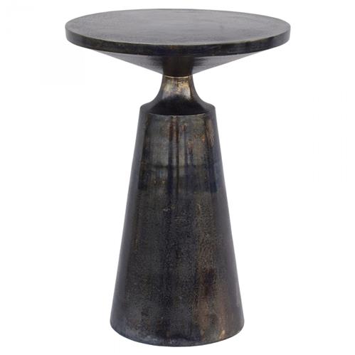 Uriah Industrial Loft Grey Aluminum Round Pedestal Side Table