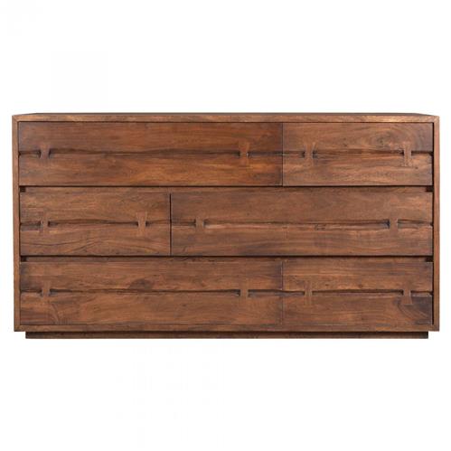 Atlas Rustic Lodge Brown Acacia Wood 6 Drawer Dresser
