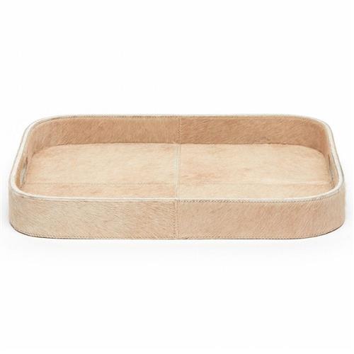 Browmley Rustic Lodge Beige Hair on Hide Rectangular Tray