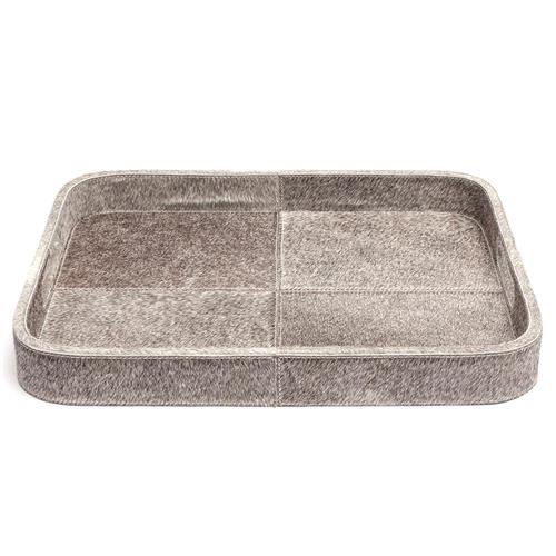 Browmley Rustic Lodge Grey Hair on Hide Rectangular Tray