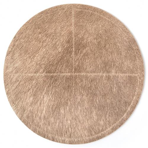 Tanner Rustic Beige Hide Round Placemat - Set of 2