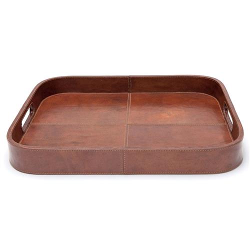Bristol Rustic Lodge Brown Leather Rectangular Tray