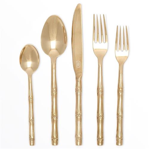 Liliana Hollywood Gold Stainless Steel 5 Piece Flatware Set