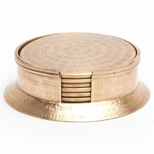 Winsford Hollywood Regency Gold Metal Coaster - Set of 6