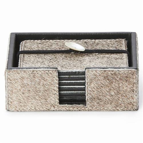 Browmley Rustic Lodge Grey Hair on Hide Coaster - Set of 6