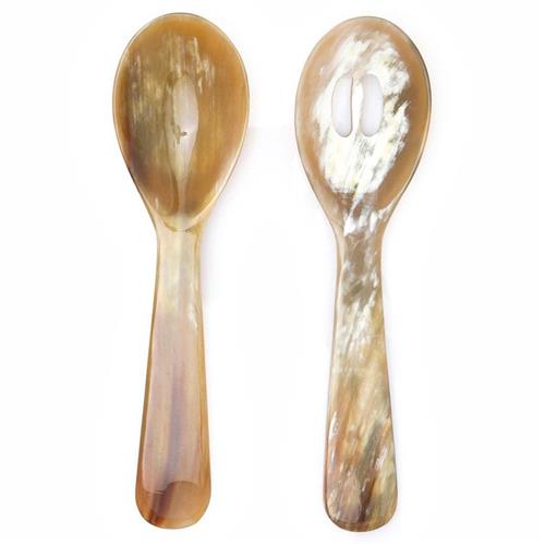 Gala Coastal Beach Brown Horn 2 Piece Serving Spoon