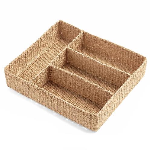 Voru Coastal Beach Brown Abaca Flatware Storage