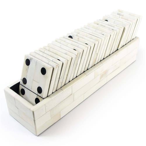 Royal Hollywood Regency White Bone Domino Game Set