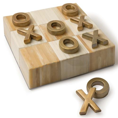 Tic Tac Toe Regency Brown Bone  Flat Board Game Set