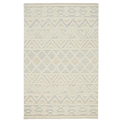 Atarah Modern Classic Blue Accent Cream Wool Shag Rug - 4&#39;x6&#39;