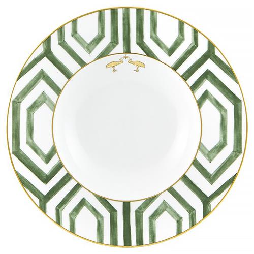 Amazonia Global Bazaar Green Porcelain Pasta Plate - Set of 4