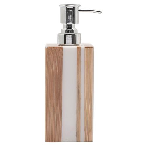 Pigeon and Poodle Ashford Mid Century Brown Bamboo White Striped Soap Pump