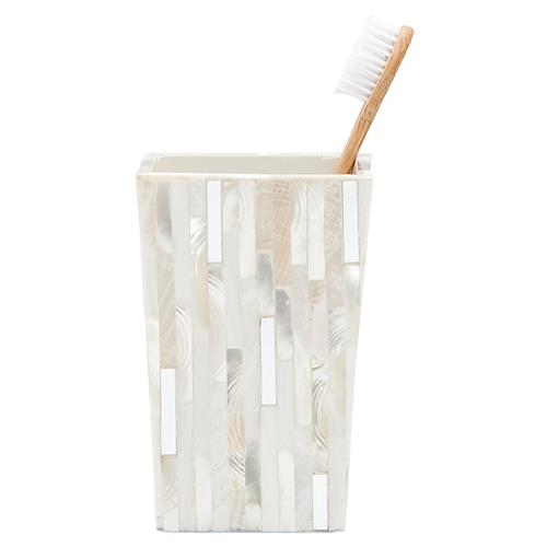 Pigeon and Poodle Cortona Coastal Beach Silver Shell Brush Holder