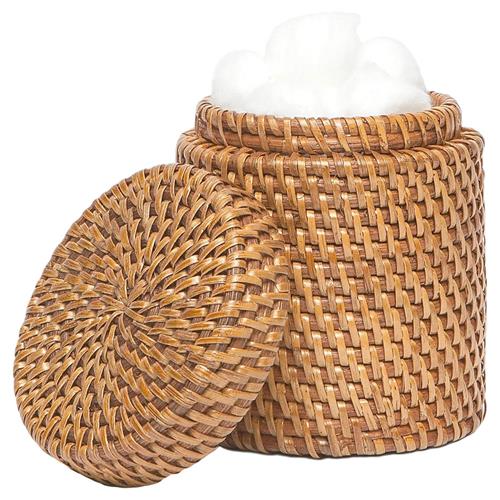 Pigeon and Poodle Dalton Coastal Beach Brown Rattan Canister
