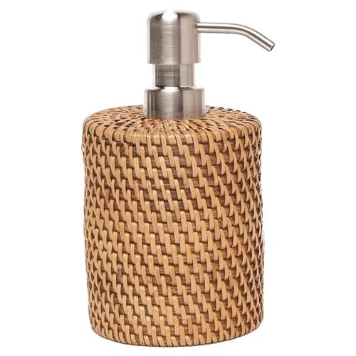 Pigeon and Poodle Dalton Coastal Beach Brown Rattan Soap Pump