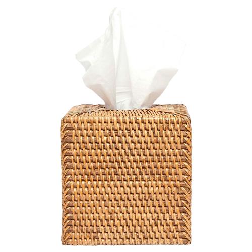 Pigeon and Poodle Dalton Coastal Beach Brown Rattan Tissue Box