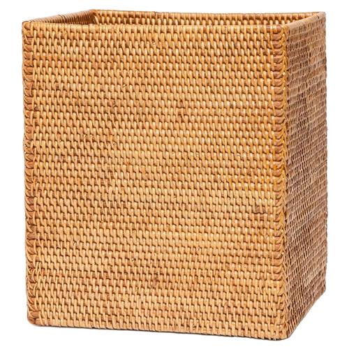 Pigeon and Poodle Dalton Coastal Beach Brown Rattan Rectangular Waste Basket
