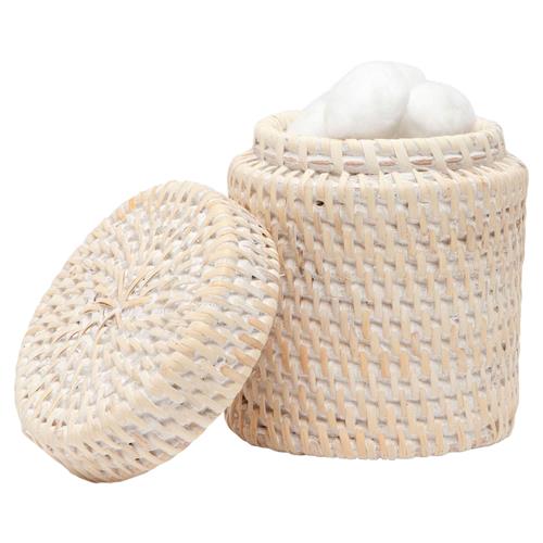 Pigeon and Poodle Dalton Coastal Beach Whitewash Rattan Canister