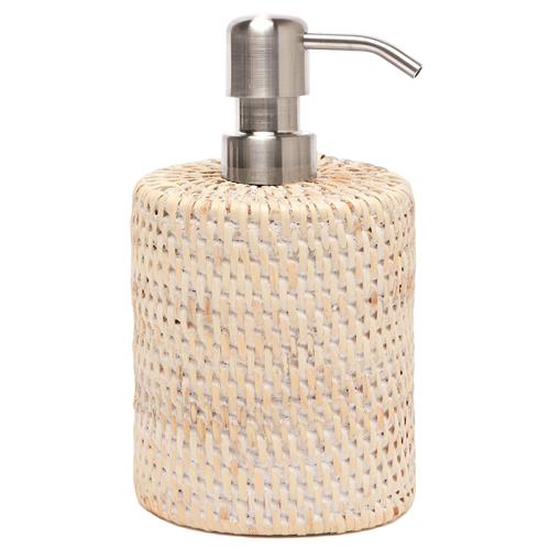Pigeon and Poodle Dalton Coastal Beach Whitewash Rattan Soap Pump