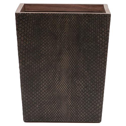 Pigeon and Poodle Goa Rustic Lodge Dark Brown Faux Boa Waste Basket - Small