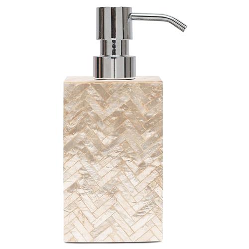 Pigeon and Poodle Handa Coastal Beige Herringbone Capiz Shell Soap Pump