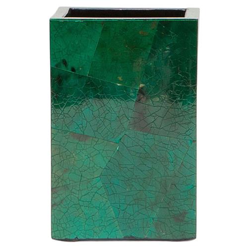 Pigeon and Poodle Palm Beach Coastal Emerald Shell Brush Holder