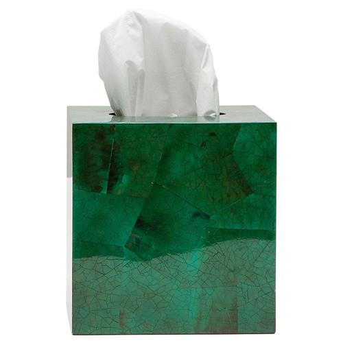 Pigeon and Poodle Palm Beach Coastal Emerald Shell Tissue Box