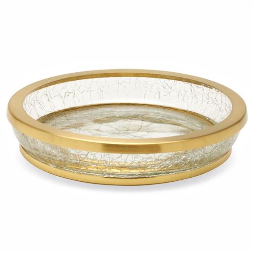 Pigeon and Poodle Pomaria Hollywood Gold Accent Clear Glass Soap Dish