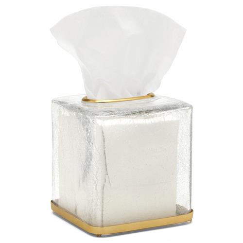 Pigeon and Poodle Pomaria Hollywood Gold Accent Clear Glass Tissue Box