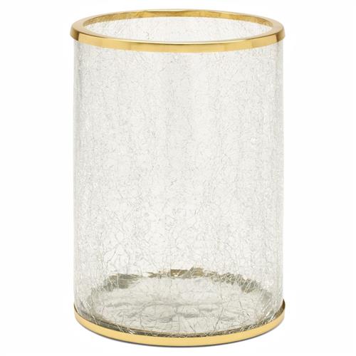 Pigeon and Poodle Pomaria Hollywood Gold Accent Clear Glass Waste Basket