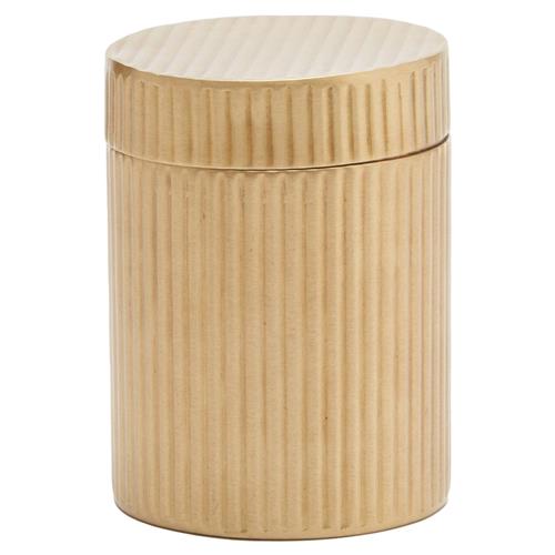 Pigeon and Poodle Redon Modern Antique Brass Ribbed Metal Canister - Small