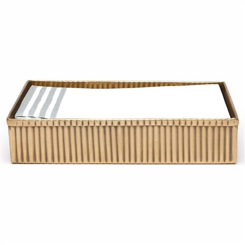 Pigeon and Poodle Redon Modern Antique Brass Ribbed Metal Hand Towel Tray - Set of 2