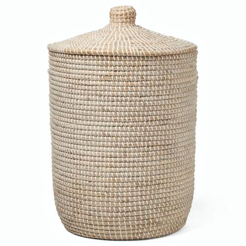 Pigeon and Poodle Roslyn Coastal Beach Whitewashed Seagrass Hamper - Small