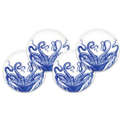 Lucy Coastal Beach Blue Porcelain Canape Plate - Set of 4