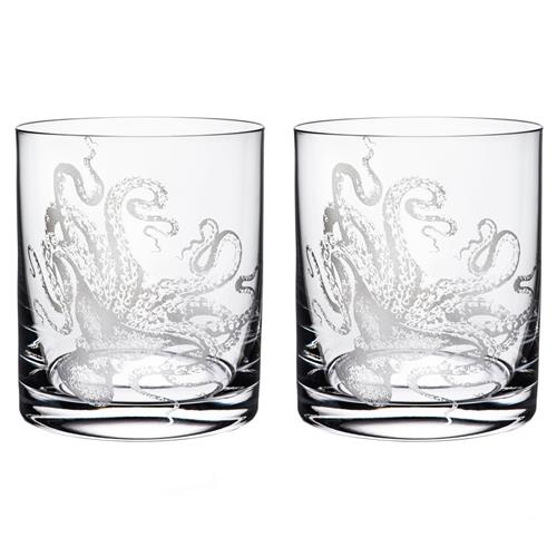 Lucy Coastal Beach Clear On The Rocks Short Glass - Set of 2