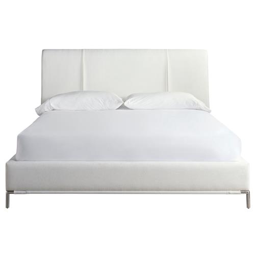 Jhay Modern Classic White Performance Upholstered Silver Metal Bed - King
