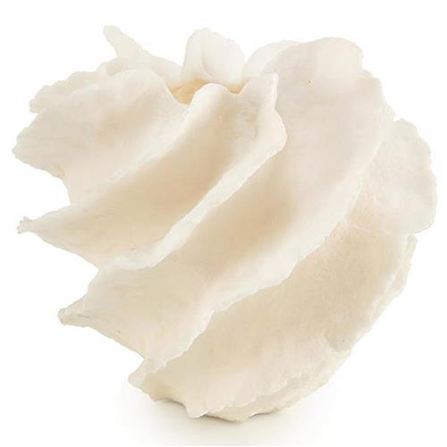 John-Richard Coastal Beach Cream Resin Diagonal Ruffle Table Vase