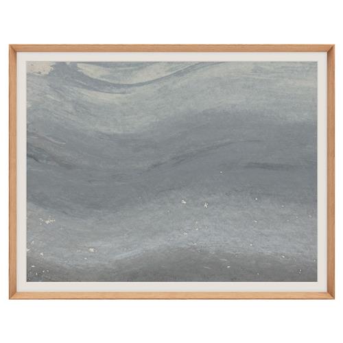 Marco Coastal Beach Blue Abstract Landscape II Natural Wood Frame Painting