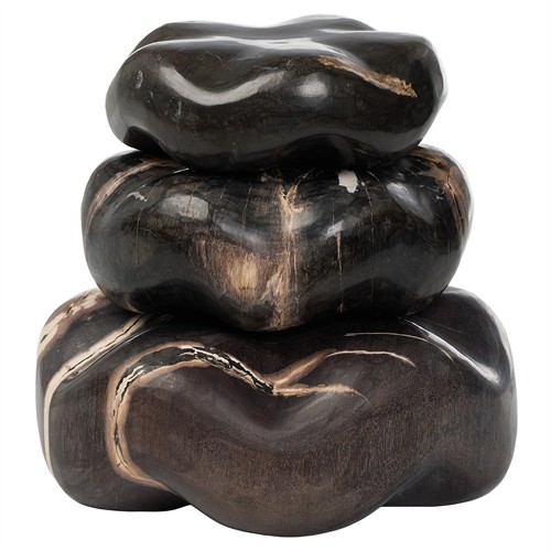 Conor Rustic Black Accent Brown Wood Decorative Sculpture - Set of 3