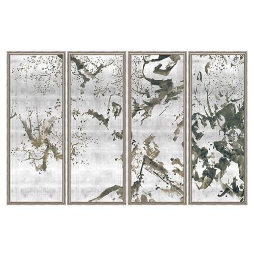 Kira Global Bazaar Grey Abstract Multipanel Mixed Media