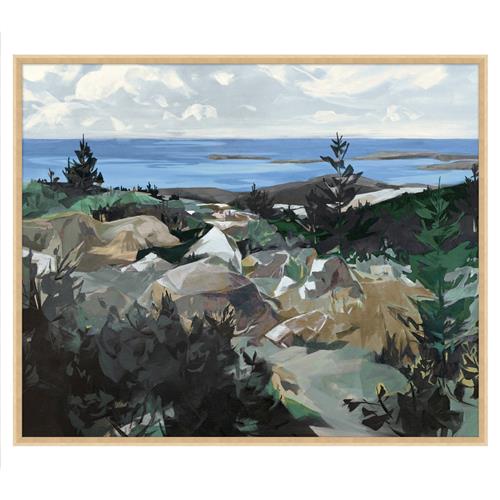 Cory Rustic Lodge Beige Frame Rocky Landscape Painting