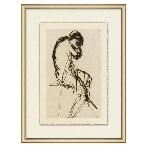 Malinda French Country Figure Gold Frame Illustration V