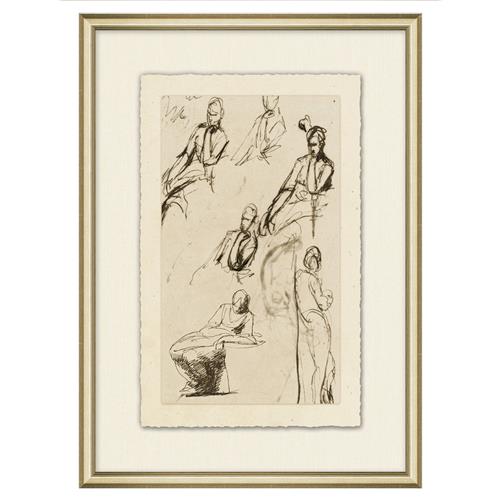 Malinda French Country Figure Gold Frame Illustration I